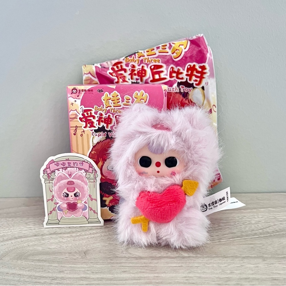 Baby Three Mini Cupid Plush Pendant – Pink Pig Cupid